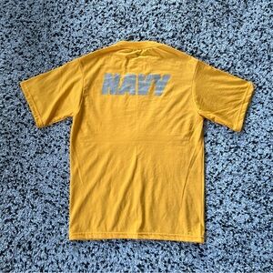 US Navy Tee Shirt Yellow Reflective Physical Fitness Short Sleeve Men's Small